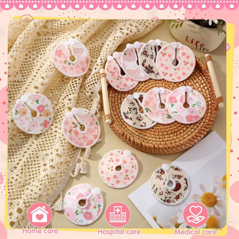 Threlaco 48 Pcs Gtube Button Covers Feeding Tube Pads Holder Abdominal Reusable Accessories Peg Tube Soft Absorbent Breast Feeding Pads Breastfeeding Support Nursing Care Stay Dry(Flower) - Image 5